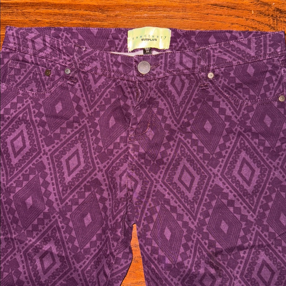 Sanctuary Deep Purple Patterned Pants - image 4